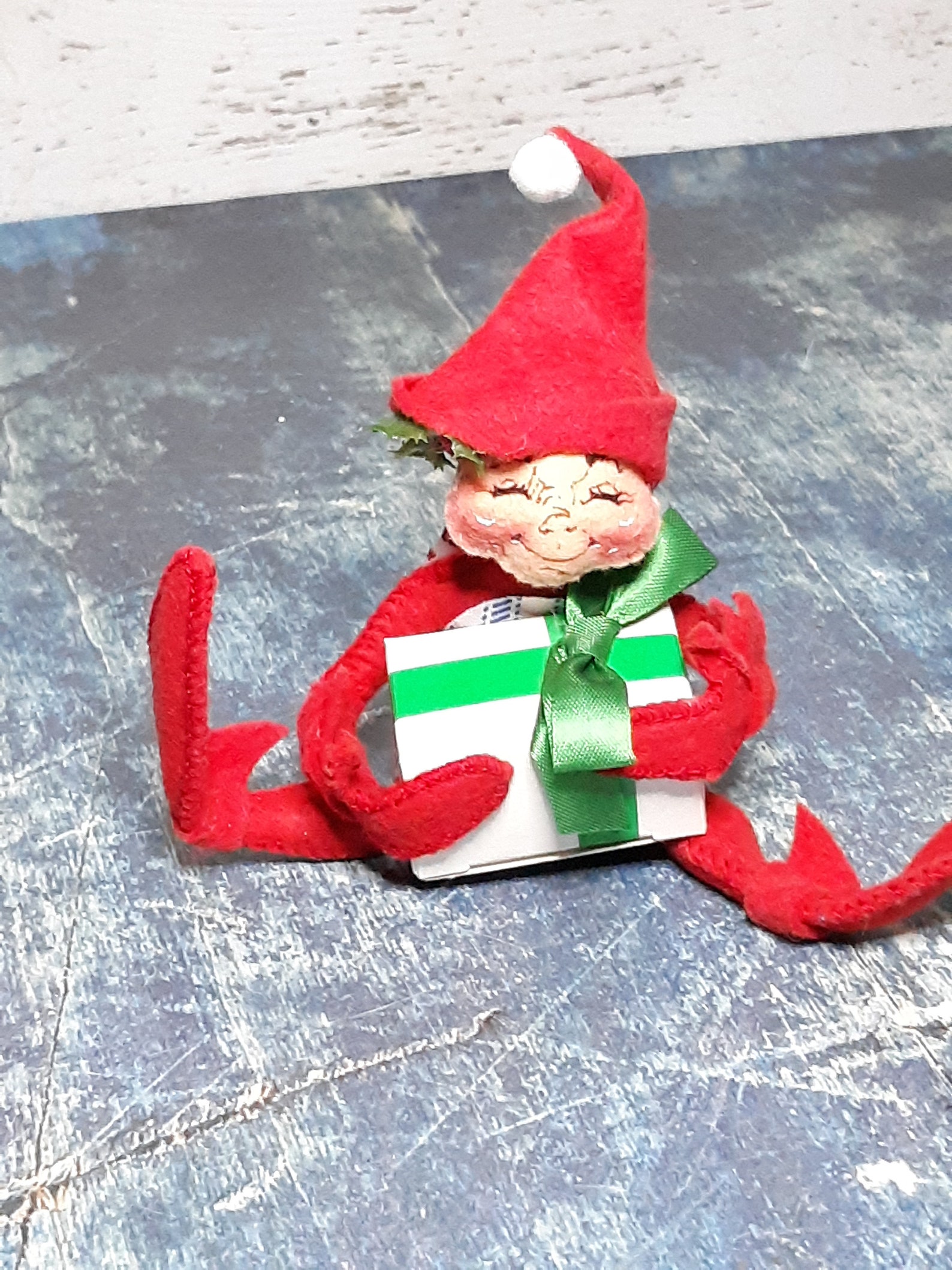 Vintage Annalee Christmas elf in bright cherry red-hand | Etsy