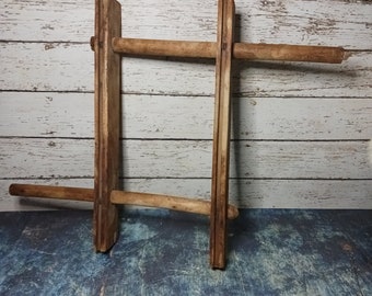 Antique wood clothesline winder-double handled clothesline folder