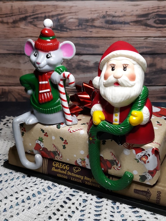 Sun Hill JSNY vintage plastic Christmas stocking holderspair of made