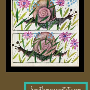 Printable snail image-vintage inspired digital collage-framing-nursery art-scrapbooking-crafts image 4