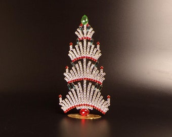 Vintage Rhinestone Christmas Tree, Czech Crystal Jeweled Tree