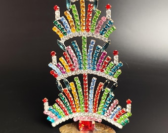 Vintage Czech Rhinestone Christmas Tree, Jeweled Holiday Decor