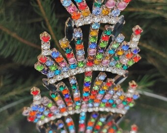 Rhinestone Christmas Tree, Vintage Christmas Tree - Vintage Rhinestones Jewelry Crystals Christmas Tree, Czech Rhinestone Tree, jeweled tree