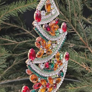 Rhinestone Christmas Tree, Vintage Rhinestones jeweled Tree,Czech Rhinestone  Tree vintage christmas decorations
