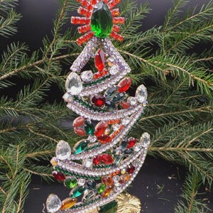 Rhinestone Christmas Tree, Vintage Rhinestones jeweled Tree,Czech Rhinestone  Tree vintage christmas decorations