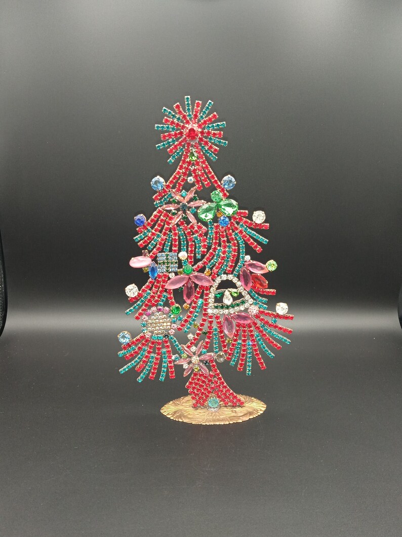 Christmas Tree,Czech Rhinestone shops Tree vintage christmas decorations Rhinestone Christmas Tree, Vintage Rhinestones jeweled