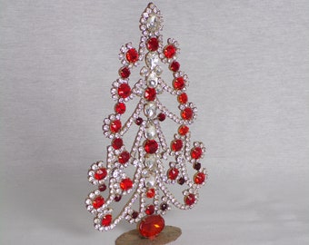 Rhinestone Christmas Tree, Vintage Rhinestones jeweled Tree,Czech Rhinestone  Tree vintage christmas decorations