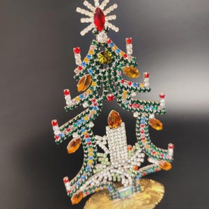 Rhinestone Christmas Tree, Vintage Rhinestones jeweled Tree,Czech Rhinestone  Tree vintage christmas decorations