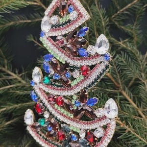 Rhinestone Christmas Tree, Vintage Rhinestones jeweled Tree,Czech Rhinestone  Tree vintage christmas decorations