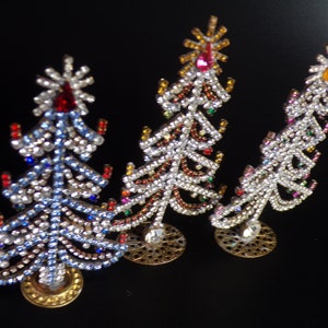 3xChristmas tree, Christmas decoration, Czech vintage, Rhinestone Vintage, Christmas Tree, Decoration Czechoslovakia