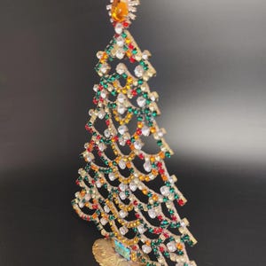 Rhinestone Christmas Tree, Vintage Rhinestones jeweled Tree,Czech Rhinestone  Tree vintage christmas decorations
