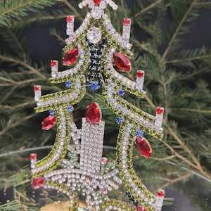 Rhinestone Christmas Tree, Vintage Rhinestones jeweled Tree,Czech Rhinestone  Tree vintage christmas decorations