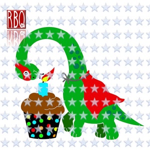 Plotterdatei Apatosaurus, Dinosaurier Geburtstag, Kerze, Brontosaurus Digitaler Download SVG dxf PNG jpeg EPS Vector gewerbliche Nutzung