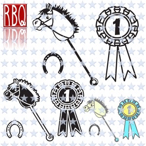 Stick Horse, Stick Pony, Herradura, Medalla, Primer Lugar, Cinta de Primer Lugar, Lindo Caballo Descarga Digital SVG eps DXF pdf PNG Uso comercial
