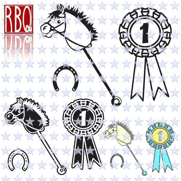 Stick Horse, Stick Pony, Horse shoe, Medal, First Place, First Place Ribbon, Cute Horse Digital Download SVG eps DXF pdf PNG Commercial use