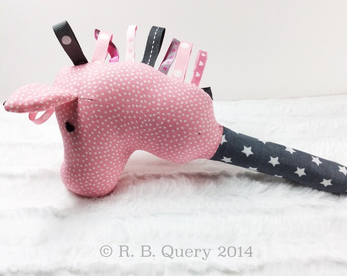 Stick Horse Baby Rattle Sensory Plush Toy Pink Cotton Fabrics Etsy