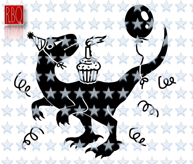 Dinosaur Birthday, Velociraptor Bday, Cupcake Dino, candle Dinosaur Digital Download cut file SVG dxf EPS Jpeg PNG pdf Vector commercial use image 4