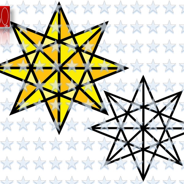 Eight Tip Star, stained glass Star, Stars, Deko Star, Gift for her  Cut File Direct Download SVG dxf EPS Jpeg PNG Vector commercial use