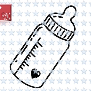 Biberón Corazón Babybottle Infantil Enfermería Recién Nacido Fórmula de Leche Descarga Digital Archivo de Corte SVG dxf EPS Jpeg PNG pdf Vector uso comercial