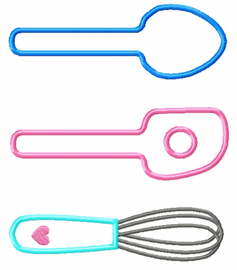 Cooking Tools Applique Spoon Embroidery Whisk Embroidery Etsy