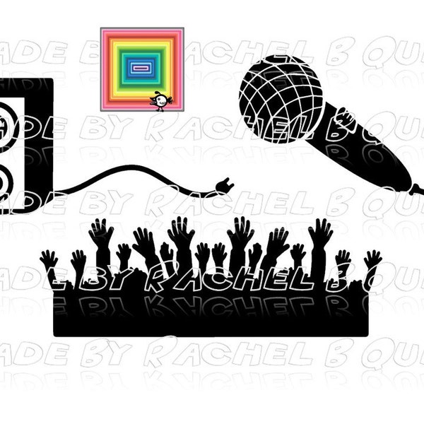 Micro Speaker Music Band Rock Dance Fun Cable Musician Fan Fans Hands be a Star Digital Download Cut file SVG DXF Jpeg commercial use