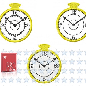 Pocket watch Application & Patch Tick Tock Hour second Teatime Time Second Hand 4x4 Digital Download PES and more machine embroidery design