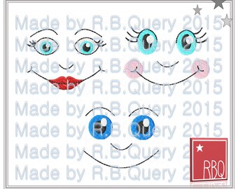 Face Embroidery Design Doll Cheeks Nose Mouth Lips Puppet Smile Dolls Faces Digital Download 4x4 - Zip File PES Many Formats