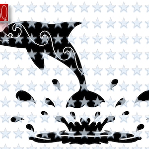 Plotterdatei Delfin, Splash Delphin, Meeressäuger, Delfin Wellen Direkter Download SVG eps DXF pdf PNG Jpeg Vector mit gewerblicher Lizenz