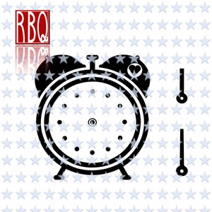 Réveil, horloge avec cloches, réveil matin, conception de l'heure, sticker mural, fichier découpé Téléchargement numérique SVG eps DXF pdf PNG jpeg Utilisation commerciale
