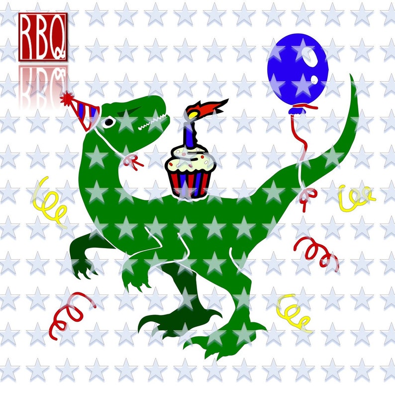 Dinosaur Birthday, Velociraptor Bday, Cupcake Dino, candle Dinosaur Digital Download cut file SVG dxf EPS Jpeg PNG pdf Vector commercial use image 1