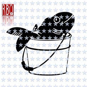 魚のバケツ、本日の獲物、お父さんの釣り、父の日、釣りの魚、デジタルダウンロードカットファイルSVG eps DXF pdf PNG Jpeg商用利用