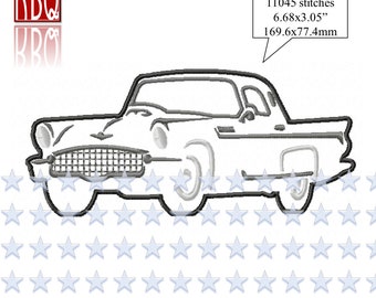 Oldtimer Applique, Car Embroidery, Vintage Car, Vintage Applique, Route 66, 5x7 hoop Digital Download PES & more machine embroidery design