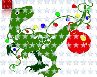 Christmas Dinosaur SVG: Velociraptor with Lights Cut File (Digital Download)