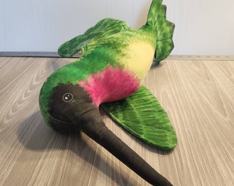 Large Hummingbird, Ruby throated, Hummingbird toy, Hummingbird gift, Special Color, Cute Hummingbird, Cotton Plush, Fiberfil, Whimsical