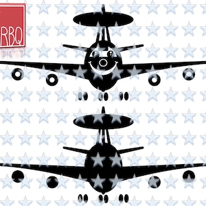 Plane e3A AWACS Dome Wings Airplane Flying in the Sky Military Digital Download Cut File SVG dxf eps Jpeg PNG Vector commercial use