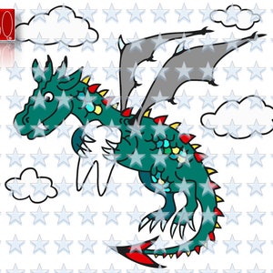 Plotterdatei Drachen Zahnfee, Drachen mit Zahn, fliegender Drache, Dragon Direkter Download SVG dxf PNG jpeg EPS Vector gewerbliche Nutzung
