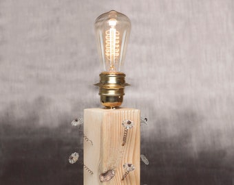 ABAT JOUR Holz- und Glasblumen - Lampenfassung - Vintage Wolframlampe