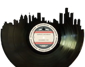 Detroit Skyline Records Redone Label Vinyl Record Art - Unique Gift - Birthday Holiday Christmas Wedding Valentine's Day