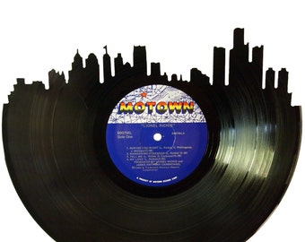 Detroit Skyline Vinyl Record Wall Art - Unique Gift - Birthday Holiday Christmas Wedding Valentine's Day