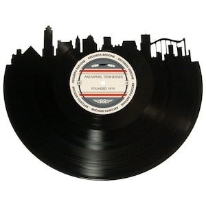 Memphis Skyline Records Redone Label Vinyl Record Wall Art - Unique Gift - Birthday Holiday Christmas Wedding Valentine's Day