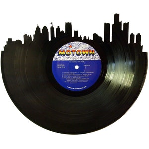 Detroit Skyline Vinyl Record Wall Art - Unique Gift - Birthday Holiday Christmas Wedding Valentine&#39;s Day