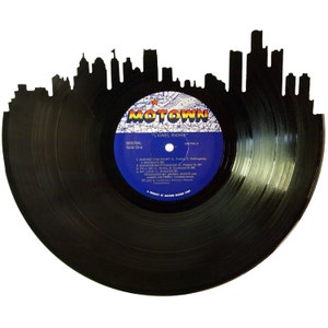 Detroit Skyline Vinyl Record Wall Art - Unique Gift - Birthday Holiday Christmas Wedding Valentine's Day