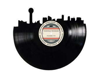 Knoxville Skyline Vinyl Record Art: Unique Upcycled Wall Decor