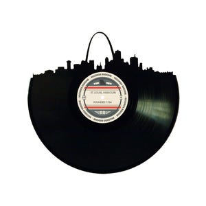 St Louis Skyline Vinyl Record Art: Unique Upcycled Wall Decor