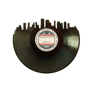 New Orleans Skyline Vinyl Record Art: Unique Wall Decor