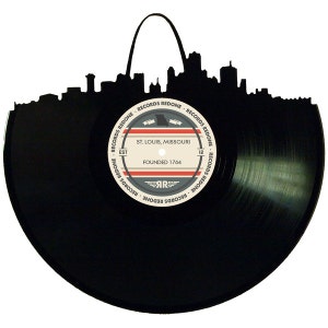 St Louis Skyline Records Redone Label Vinyl Record Wall Art - Unique Gift - Birthday Holiday Christmas Wedding Valentine&#39;s Day