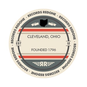 Cleveland Skyline Records Redone Label Vinyl Record Wall Art Unique Gift Birthday Holiday Christmas Wedding Valentine's Day image 2