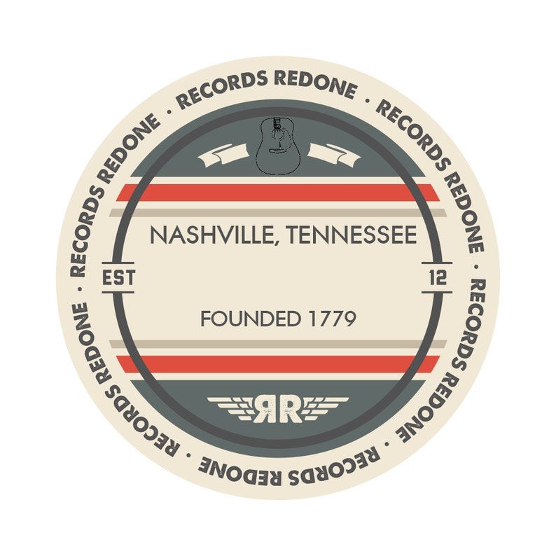 Nashville Skyline Records Redone Label Vinyl Record Art Unique Gift Birthday Holiday Christmas Wedding Valentine's Day image 2