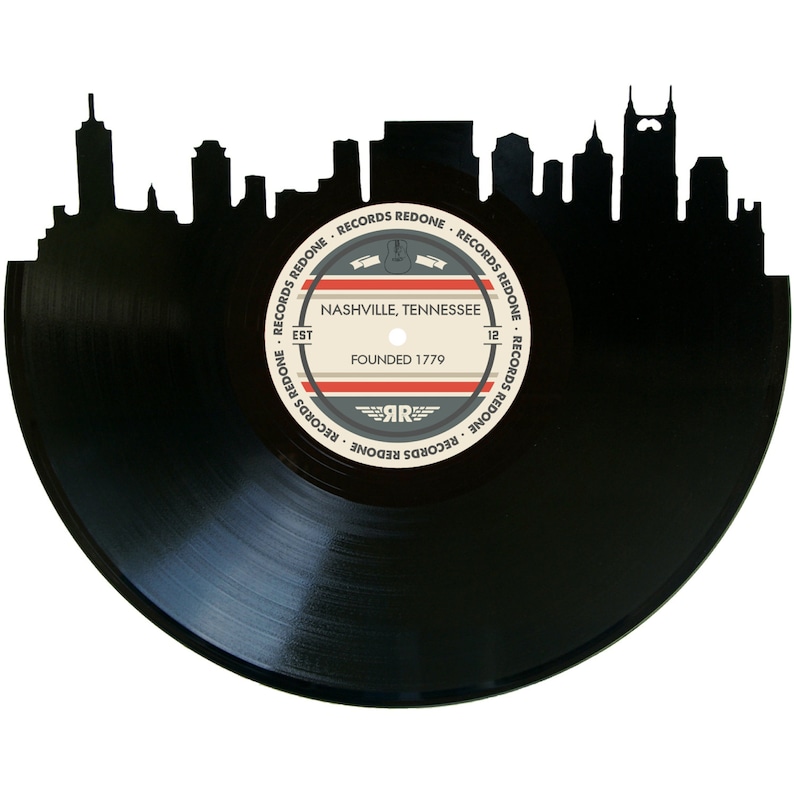 Nashville Skyline Records Redone Label Vinyl Record Art Unique Gift Birthday Holiday Christmas Wedding Valentine's Day image 1