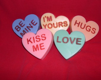 Valentine Candy Heart Soaps | Peppermint Vanilla Scent-2oz